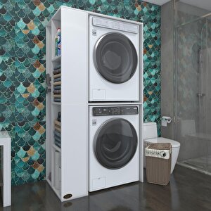 Çamaşır-kurutma Makinesi Dolabı Demyanmdf Sol Beyaz 180x90x100 Mdf Full Mdf Banyo Kapaksız Arkalıksız