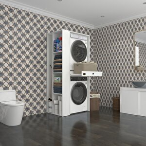 Çamaşır-kurutma Makinesi Dolabı Bacce Sol Byz 187*090*60 Çekmeceli Banyo