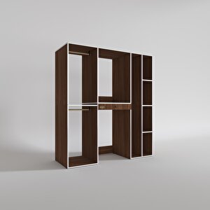 Çamaşır-kurutma Makinesi Dolabı Ve Giysi Dolabı Çekmeceli Hattab Sağ Raf Ceviz 187x160x60  Banyo