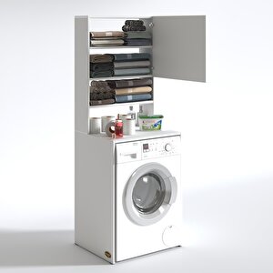 Kenzlife Çamaşır Makinesi Dolabı Iffe Lundbergmdf Beyaz 180x066x20 % 100 Mdf Full Mdf Banyo Kapaklı Arkalıksız