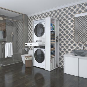Kenzlife Çamaşır-kurutma Makinesi Dolabı Bacce Sağ Beyaz 187x90x60 Çekmeceli Banyo