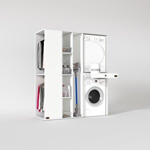 Çamaşır-kurutma Makinesi Dolabı Ve Giysi Dolabı Çekmeceli Attar Sol Byz 187*160*60  Banyo