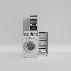 Çamaşır Makinesi Dolabı Avdotyasepet Beyaz 08 Li Banyo Arkalıksız Kurutma Bulaşık