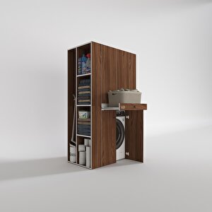 Çamaşır-kurutma Makinesi Dolabı Biruni Cvz 187*110*60 Çekmeceli Raflı Banyo