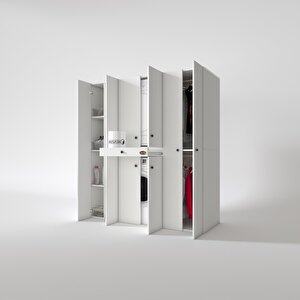 Çamaşır-kurutma Makinesi Dolabı Ve Giysi Dolabı Çekmeceli Ebuzermdf Sol Raf Byz 187*160*60  % 100 Full Mdf