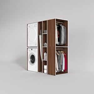 Çamaşır-kurutma Makinesi Dolabı Ve Giysi Dolabı Kazvini Sağ Ceviz 180x160x60  Banyo