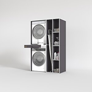 Çamaşır-kurutma Makinesi Dolabı Gutas Sağ Gri 187*120*60 Çekmeceli Banyo