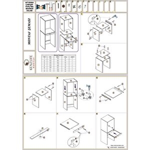 Çamaşır-kurutma Makinesi Dolabı Avi Senna Ceviz 187x70x60 Çekmeceli Banyo