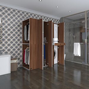 Çamaşır-kurutma Makinesi Dolabı Ve Giysi Dolabı Çekmeceli Eşari Sol Cvz 187*160*60  Banyo