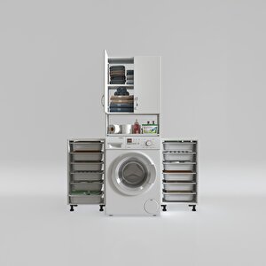 Çamaşır Makinesi Dolabı Avdotyasepetduble Byz 06 Lı Banyo Arkalıksız Kurutma Bulaşık