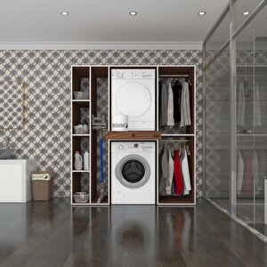 Çamaşır-kurutma Makinesi Dolabı Ve Giysi Dolabı Çekmeceli Hattab Sol Raf Cvz 187*160*60  Banyo