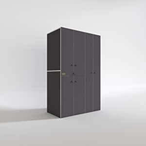 Çamaşır-kurutma Makinesi Dolabı Şahrur Sağ Gri 187*120*60 Çekmeceli Banyo
