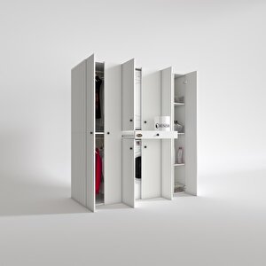 Çamaşır-kurutma Makinesi Dolabı Ve Giysi Dolabı Çekmeceli Ebuzermdf Sağ Raf Byz 187*160*60  % 100 Full Mdf