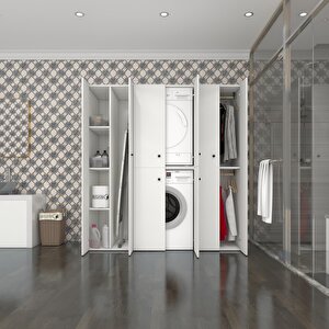 Kenzlife Çamaşır-kurutma Makinesi Dolabı Ve Giysi Dolabı Suyuti Sol Beyaz 180x170x60  Banyo