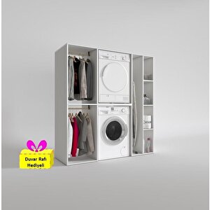 Kenzlife Çamaşır-kurutma Makinesi Dolabı Ve Giysi Dolabı Cevheri Sağ Byz 180*170*60  + Tekli Duvar Rafı Hediye