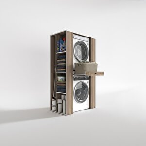 Çamaşır-kurutma Makinesi Dolabı Umare Crd 187*110*60 Çekmeceli Raflı Banyo