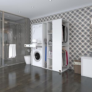 Çamaşır-kurutma Makinesi Dolabı Ve Giysi Dolabı Çekmeceli Attarmdf Sağ Byz 187*160*60  % 100 Full Mdf