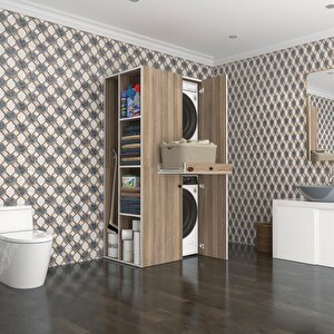Çamaşır-kurutma Makinesi Dolabı Ahi Evran Sol Crd 187*090*60 Çekmeceli Banyo