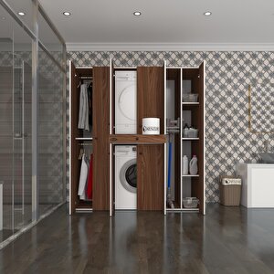 Çamaşır-kurutma Makinesi Dolabı Ve Giysi Dolabı Çekmeceli Ebuzer Sağ Raf Cvz 187*160*60  Banyo