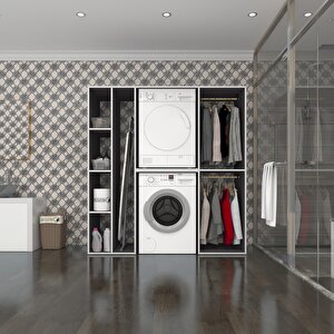 Çamaşır-kurutma Makinesi Dolabı Ve Giysi Dolabı Cevheri Sol Gri 180*170*60  Banyo