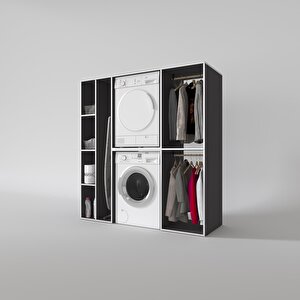 Çamaşır-kurutma Makinesi Dolabı Ve Giysi Dolabı Cevheri Sol Gri 180*170*60  Banyo