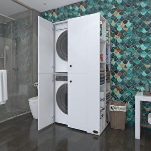 Kenzlife Çamaşır-kurutma Makinesi Dolabı Kapaklı Fedyenkamdf Beyaz 180x90x100 Mdf Full Mdf Banyo Arkalıksız