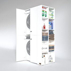Kenzlife Çamaşır-kurutma Makinesi Dolabı Kapaklı Fedyenkamdf Beyaz 180x90x100 Mdf Full Mdf Banyo Arkalıksız