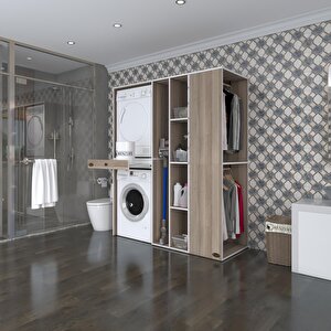 Çamaşır-kurutma Makinesi Dolabı Ve Giysi Dolabı Çekmeceli Attar Sağ Crd 187x160x60  Banyo