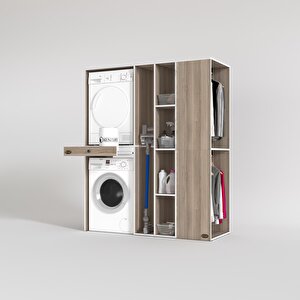 Kenzlife Çamaşır-kurutma Makinesi Dolabı Ve Giysi Dolabı Çekmeceli Attar Sağ Crd 187x160x60  Banyo