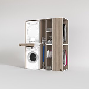 Çamaşır-kurutma Makinesi Dolabı Ve Giysi Dolabı Çekmeceli Attar Sağ Crd 187*160*60  Banyo