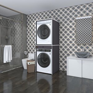 Çamaşır-kurutma Makinesi Dolabı Avi Senna Gri 187x70x60 Çekmeceli Banyo