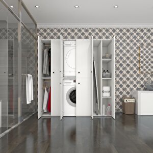 Çamaşır-kurutma Makinesi Dolabı Ve Giysi Dolabı Suyuti Sol Beyaz 180x170x60  % 100 Full Mdf