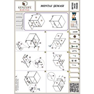 Kenzlife Ocak Dolabı Bennu Gri 85*70*60 Xlarge Kapaklı Hazır Mutfak Klasik Setüstü Ocak Için Sabit Tabla