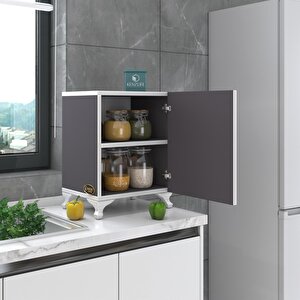 Kenzlife Mutfak Dolabı Mine 048*030*032 Gri Kapaklı Ayaklı Banyo Evrak Ofis Kitaplık Ayakkabılık Kiler