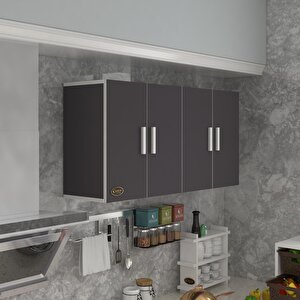 Hazır Mutfak Merta Gri 060*120*22 Mutfak Banyo Dolabı Kapaklı Raflı