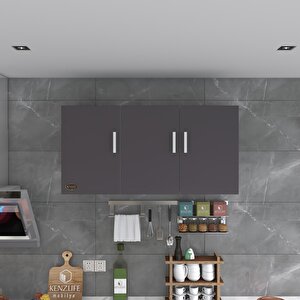 Hazır Mutfak Canna22 Gri 060*120*22 Mutfak Banyo Dolabı Kapaklı Raflı