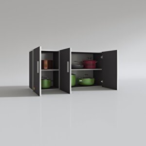 Kenzlife Hazır Mutfak Canna22 Gri 060*120*22 Mutfak Banyo Dolabı Kapaklı Raflı