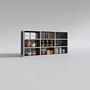 Kenzlife Hazır Mutfak Hortus22 Gri 060*120*22 Banyo Dolabı Raflı Kapaksız Arkalıklı