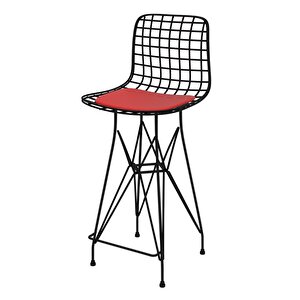 Knsz Orta Boy Tel Bar Sandalyesi 1 Li Mağrur Siyahkrm 65 Cm Oturma Yüksekliği Mutfak Bahçe Cafe Ofis