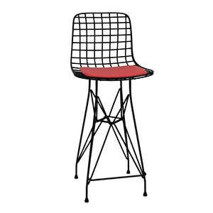 Knsz Orta Boy Tel Bar Sandalyesi 1 Li Mağrur Siyahkrm 65 Cm Oturma Yüksekliği Mutfak Bahçe Cafe Ofis