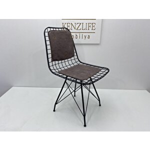 Knsz Kafes Tel Sandalyesi 1 Li Mazlum Syhgri Işlemeli Kumaş Sırtminderli Ofis Cafe Bahçe Mutfak