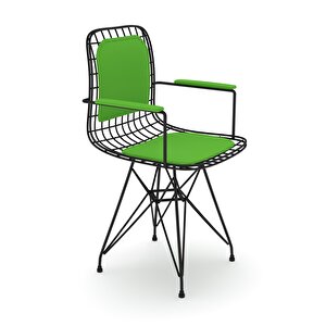 Knsz Kafes Tel Sandalyesi 1 Li Mazlum Siyahyşl Kolçaklı Sırt Minderli Ofis Cafe Bahçe Mutfak