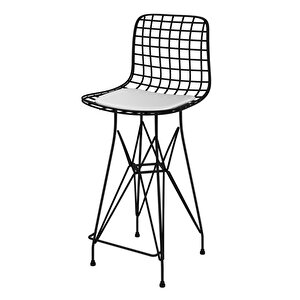 Knsz Orta Boy Tel Bar Sandalyesi 1 Li Mağrur Siyahbeyaz 65 Cm Oturma Yüksekliği Mutfak Bahçe Cafe Ofis