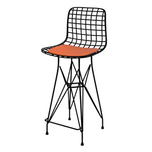 Knsz Orta Boy Tel Bar Sandalyesi 1 Li Mağrur Siyahtrn 65 Cm Oturma Yüksekliği Mutfak Bahçe Cafe Ofis