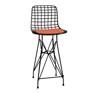 Knsz Orta Boy Tel Bar Sandalyesi 1 Li Mağrur Siyahtrn 65 Cm Oturma Yüksekliği Mutfak Bahçe Cafe Ofis
