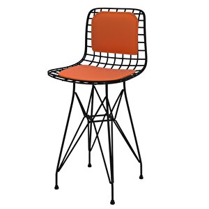 Knsz Ufak Boy Tel Bar Sandalyesi 1 Li Uslu Siyahtrn Sırt Minderli 55 Cm Oturma Yüksekliği Mutfak Bahçe Cafe Ofis