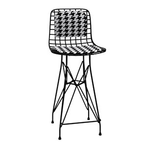 Knsz Orta Boy Tel Bar Sandalyesi 1 Li Mağrur Siyahkono Sırt Minderli 65 Cm Oturma Yüksekliği Mutfak Bahçe Cafe Ofis