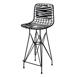 Knsz Orta Boy Tel Bar Sandalyesi 1 Li Mağrur Siyahbonar Sırt Minderli 65 Cm Oturma Yüksekliği Mutfak Bahçe Cafe Ofis