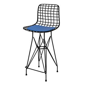 Knsz Orta Boy Tel Bar Sandalyesi 1 Li Mağrur Siyahmvi 65 Cm Oturma Yüksekliği Mutfak Bahçe Cafe Ofis