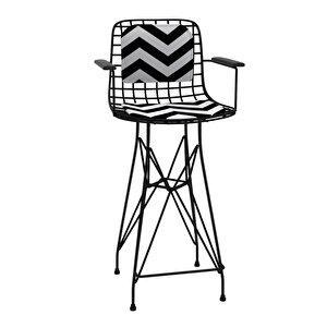 Knsz Orta Boy Tel Bar Sandalyesi 1 Li Mağrur Siyahaldo Kolçaklı Sırt Minderli 65 Cm Oturma Yüksekliği Mutfak Bahçe Cafe Ofis